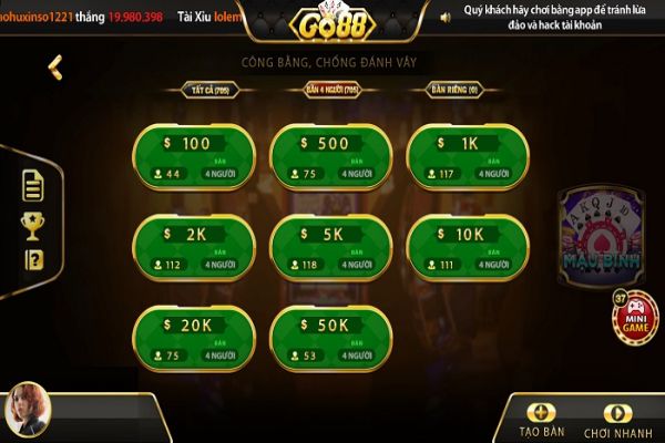 Mậu Binh tại Go88 - Hướng dẫn cách chơi mới nhất mau-binh-tai-go88-2
