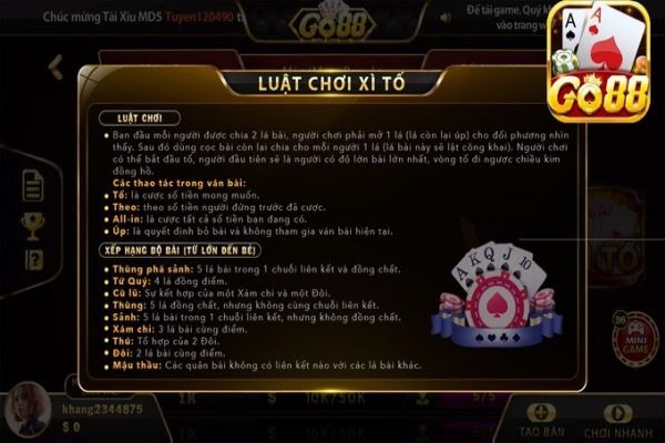 Xì Tố tại Go88 - Hướng dẫn cách chơi bách chiến bách thắng xi-to-tai-go88-2