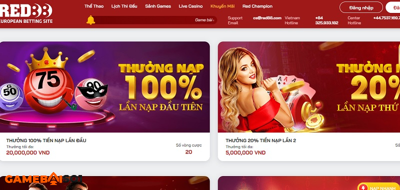 Red88 - Nhà cái cá cược online hàng đầu Châu Âu Khuyến mãi hấp dẫn được diễn ra đều đặn tại nhà cái Red88