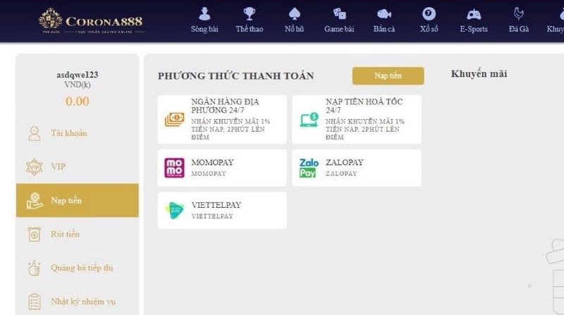Corona888 - Tìm hiểu thông tin về nhà cái hàng đầu châu Á Nạp tiền