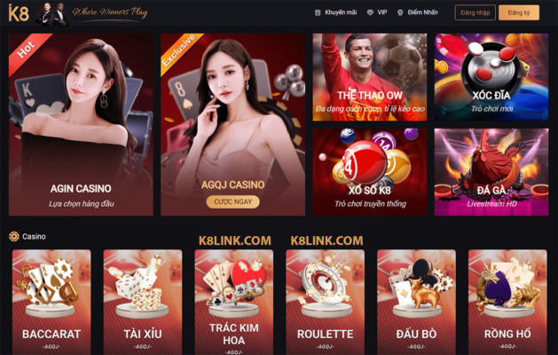 K8 - Nhà cái cá cược trực tuyến với lượng người tham gia khủng game
