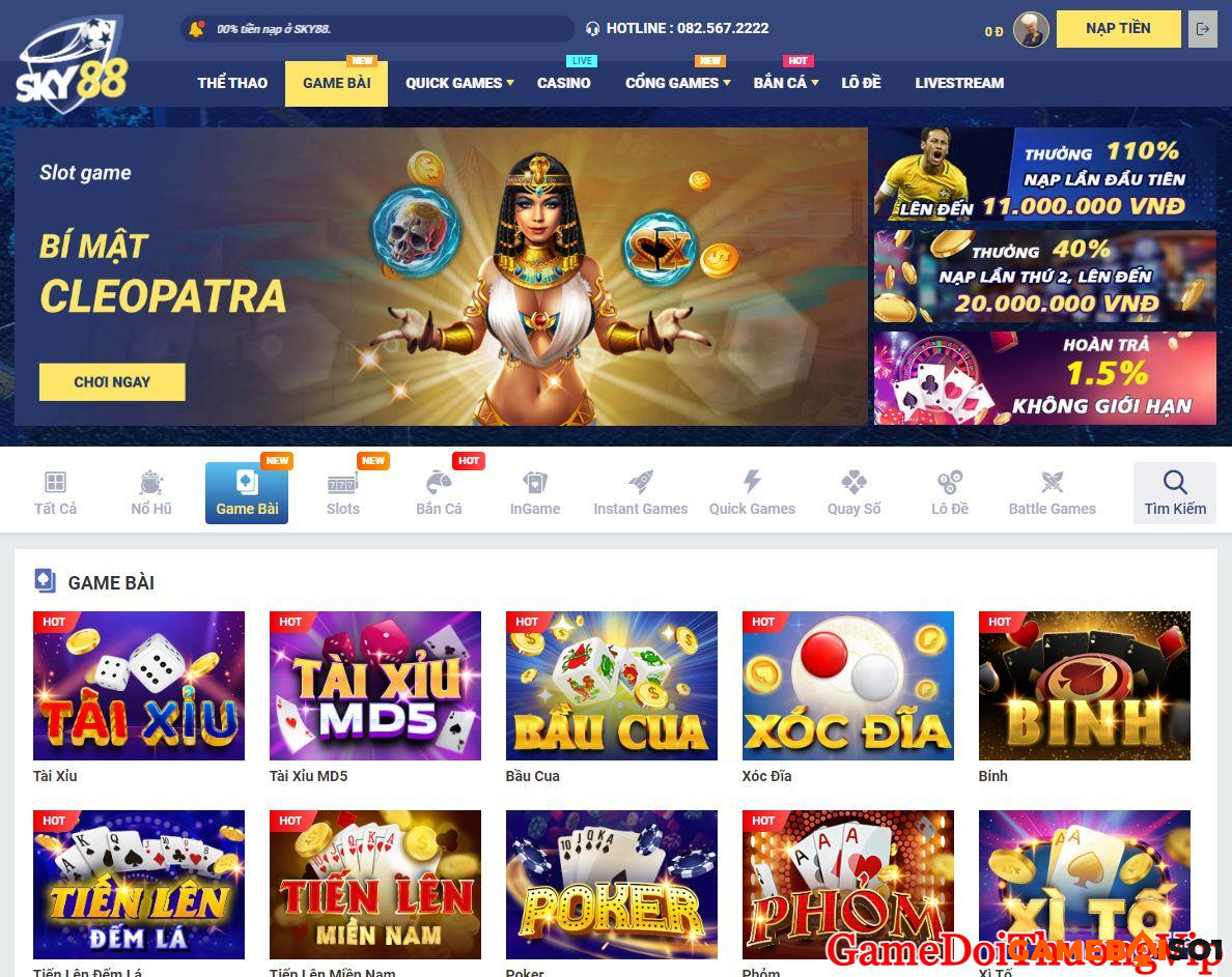 Khám phá 60+ tựa game trong kho game đổi thưởng Sky88 KHO GAME HOT TẠI SKY88