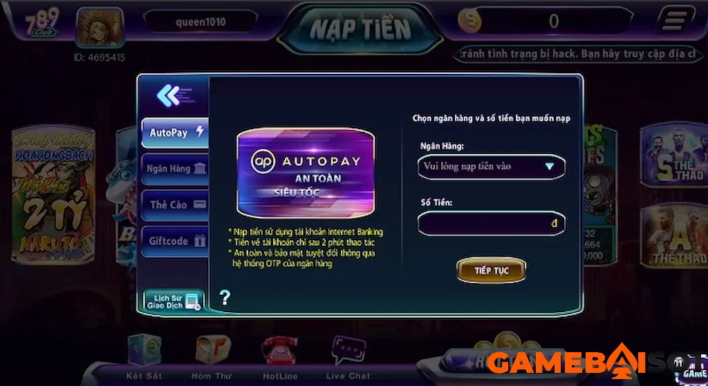 Nạp, rút tiền tại 789 Club siêu nhanh chưa đầy 5 phút NẠP RÚT TIỀN 789 CLUB - CỔNG GAME 789 CLUB