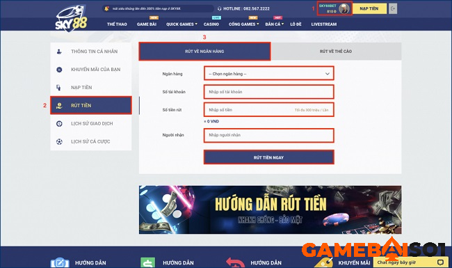Chia sẻ cách nạp rút tiền Sky88 đầy đủ, chính xác nhất hướng dẫn Nạp Rút Tiền Sky88