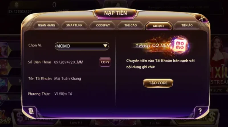 Nạp Tiền Gemwin Cực Dễ Chỉ Trong Vòng 1 Phút Nạp tiền Gemwin qua ví điện tử