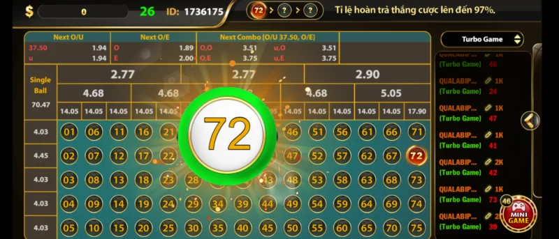 Number Game Gemwin - Trò Chơi Số Hóa Đổi Thưởng Mới Lạ Cược theo hàng và cột (Row Bet, Column Bet)