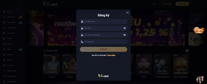 Vin88 - Thương hiệu cá cược uy tín & xanh chín Châu Á Hướng dẫn đăng ký tài khoản mới tại nhà cái Vin88