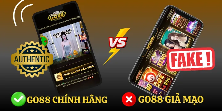 Phân biệt Go88 chính hãng và giả mạo - Tránh mất tiền oan Phân biệt Go88 chính hãng và giả mạo qua giao diện